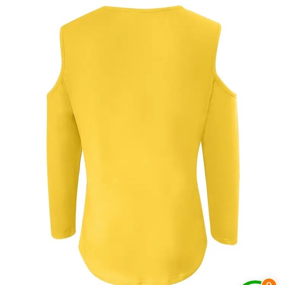 Yellow Women's Cold Shoulder Top - Picture 2 of 3